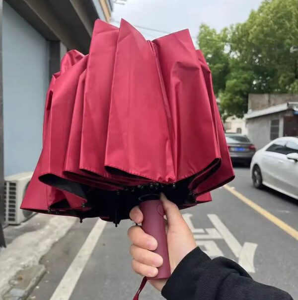 Premium Auto-Open 16 Ribs Wind Resistant Umbrella (Meroon) - Image 2