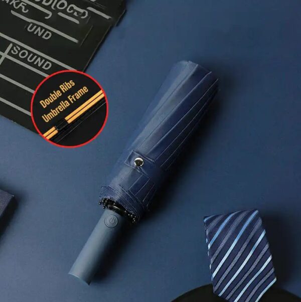 Premium Auto-Open 16 Ribs Wind Resistant Umbrella (Blue) - Image 2